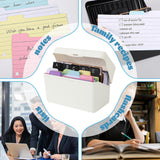 Document Organizer Box with Ruled Index Cards Set for Easy Organization of Notes Recipes White