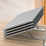 Foldable Laptop Tablet Stand Aluminum Portable 6 Height Levels Silver