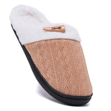 Warm Knit House Slippers for Women Comfy Slippers Indoor Outdoor Soles Dark Khaki