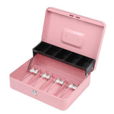 Locking Cash Box with Lock Money Box with Cash Tray Secure Box Pink