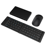 Wireless Keyboard Mouse Set Foldable Tri-Mode Bluetooth 2.4G Black