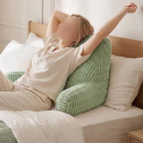 Bed Rest Backrest Cushion with Armrests Pocket Washable Cover Green