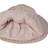 Unisex Winter Knit Earflap Beanie Hat Warm Ear Flap Hat with Knit Brimmed Ski Cap Beige