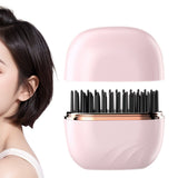 Mini Wireless Rechargeable Hair Straightener Comb Portable Styling Tool for Women Pink