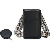 PU Leather Cell Phone Purse Women Small Crossbody Bags Cellphone Wallet Black