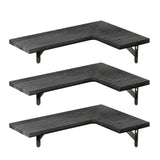 Corner Floating Shelves Wall Mounted  Set of 3 Rustic Wood Storage Display Wall Shelves for Home Decor Black