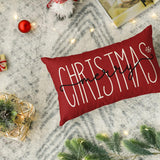 Merry Christmas Throw Pillowcase Rectangle Lumbar Cushion Cover for Winter Holidays Style 1