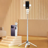 Bluetooth Selfie Stick Tripod LED Light Phone Holder White