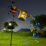 2Pcs Solar Powered Santa Claus Garden Stake Light Christmas Outdoor LED Decoration with Watering Can for Garden Yard Lawn