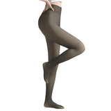 Women Winter Tights Pantyhose Trendy Fake Translucent Warm Stockings High Waisted Fleece Thick Leggings Gray