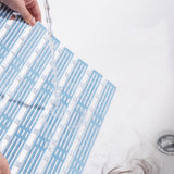 Shower Mat Non Slip Bathtub Mat with Suction Cups and Drain Holes Bath Mat for Bathroom Kitchen Wet Floor Blue