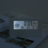 Digital Alarm Clock Multifunctional Desk Clock Temperature Humidity Date Weather Display Office Home Decor Glow in the Dark Style