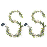 2Pcs Christmas Mistletoe Rattan String Light Artificial Flower Garland Xmas Holiday Decor White