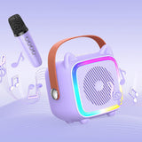 Mini Karaoke Machine with Single Microphone Portable Bluetooth Speaker Purple