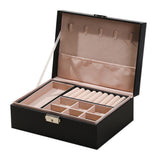 Jewelry Organizer Case Box Holder Storage Earring Ring Velvet Display Leather Black