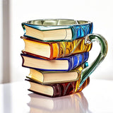 300ml Painted Book Mug Novelty Glass Coffee Cup for for Book Lover Style 2