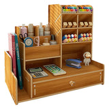 Wood Desk Organizer with Drawers for Art & Stationery Style 3
