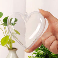 10 Pcs Clear Heart-Shaped Christmas Plastic Baubles DIY Xmas Tree Fillable Decor Ornaments