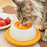 Pet Slow Feeder with Non-Slip Base Cat Textured Feeding Bowl for Wet Dry Food  Yellow