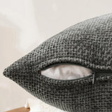 2 Pack Chenille Knit Throw Pillow Covers for Couch Sofa Bed Gray