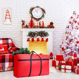 Water-Resistant Christmas Storage Bag Reusable Dustproof Xmas Tree Container Red
