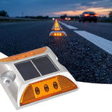4 PCS Solar Deck Lights for Outdoor Roadway Driveway and Path Marking Yellow