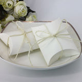 50 PCS Kraft Paper Pillow Gift Boxes with Ribbons for Weddings and Parties White