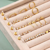 12 Pairs Studs and Hoops Set Earrings Fashion Cartilage Stackable Jewelry for Women Gold