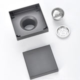Square Shower Drain with Filter Detachable Stainless Steel Floor Drain for Shower Bathroom Grey