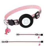 Reflective Cat Collar with AirTag Holder Adjustable Breakaway Pet Collar with Bell for Cats and Small Pets Pink