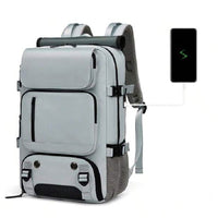 Large Travel Backpack Water Resistant Laptop Backpack Camping Rucksack With Separate Shoe Pocket Grey
