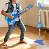 2 in 1 Guitar Microphone Toy with Color Lights for Ages 4 Plus Blue
