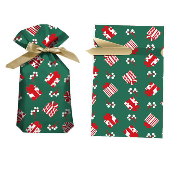 50Pcs Christmas Drawstring Candy Bags Christmas Treat Bags Xmas Party Goodie Wrapping Bags Green