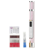 2-in-1 Rechargeable Nail File Drill 18 Bits 3 Speeds with Lamp Pink