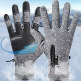 Windproof Warm Outdoor Touch Screen Winter Gloves Thermal Cold Weather Men Women Grey
