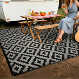 Outdoor Rug Reversible Rug Modern Area Rug Large Floor Mat for Outdoors Black and Gray