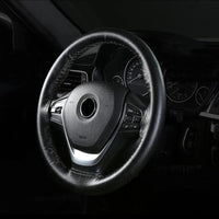 Leather Steering Wheel Cover Non-Slip Auto Steering Wheel Protector Black