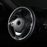 Leather Steering Wheel Cover Non-Slip Auto Steering Wheel Protector Black