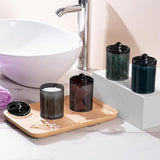 4 PCS Qtip Holder Set Bathroom Jars with Lids Set for Cotton Swabs Balls Pads Black