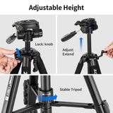 Portable Camera Tripod Adjustable Panhead Travel Stand for DSLR Camera Smart Phone