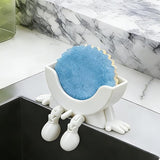 2PCS Creative Smiley Face Hanging Sponge Holder for Kitchen Sink White