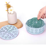 2PCS 14cm Metal Mosquito Coil and Incense Holder with Lid Floral Cutout Design Blue And Pink