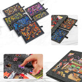 Foldable Puzzle Table with 6 StorageDrawers Portable Felt Jigsaw Puzzle Board for Sorting and Assembly Dark Grey