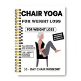 Chair Yoga 30 Day Spiral Book with Illustrated Seated Pose Guide Black