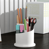 Toothbrush Holders with Sliding Lid Rotating Bathroom Organizer Countertop for Vanity Makeup Brushes Holder White