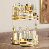 2-Tier Rotating Makeup Organizer Perfume Organizer for Dresser Bathroom Organizers Gold