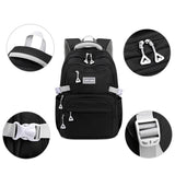 Solid Nylon Backpack Teenage Girls School Shoulder Bag Black