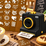 Camera Shaped Latte Art Stencil Retro Coffee Tool for Cafe Barista Black