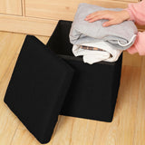 Foldable Shoe Bench Storage Ottoman with Thick Foam Seat Lid Black
