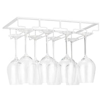 4-Slot Wine Glass Rack Holder Hanging Under Cabinet Stemware Storage Hanger for Kitchen Bar White